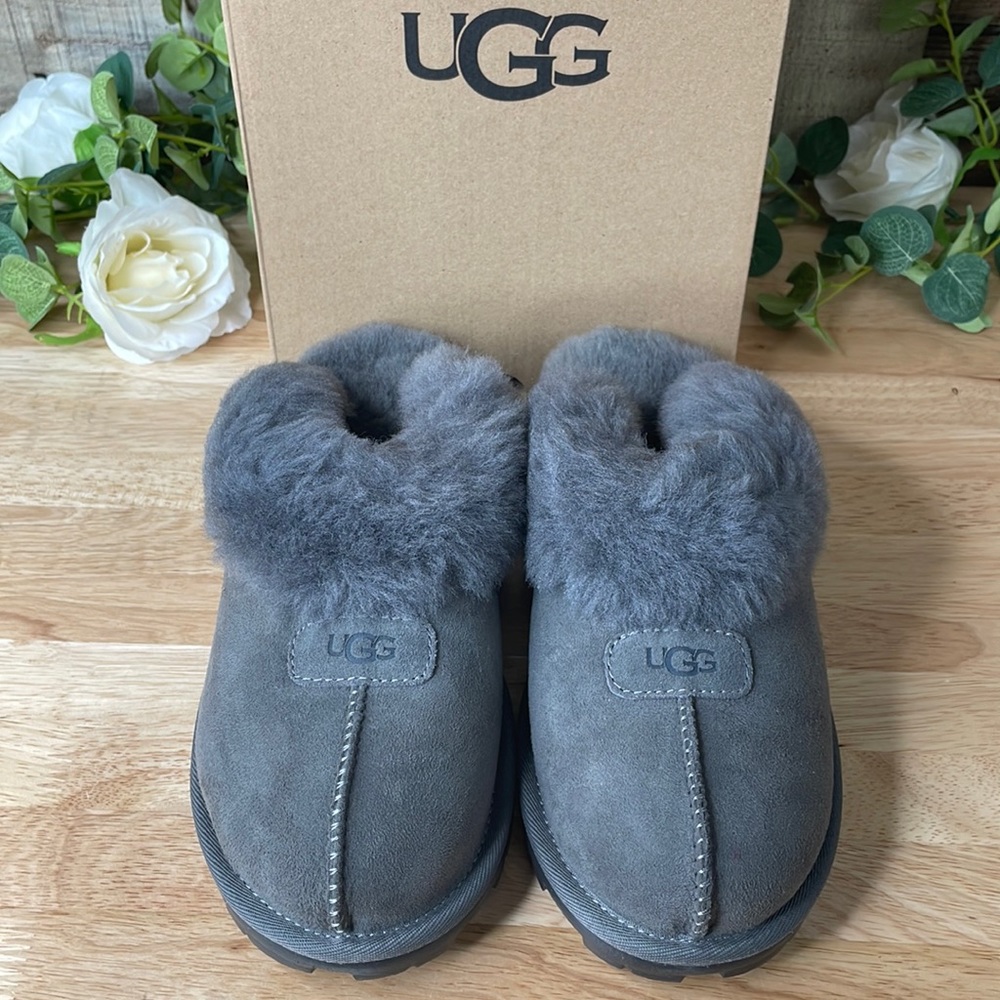UGG Women's Gray Coquette Suede Lined Mule Slippers 8M